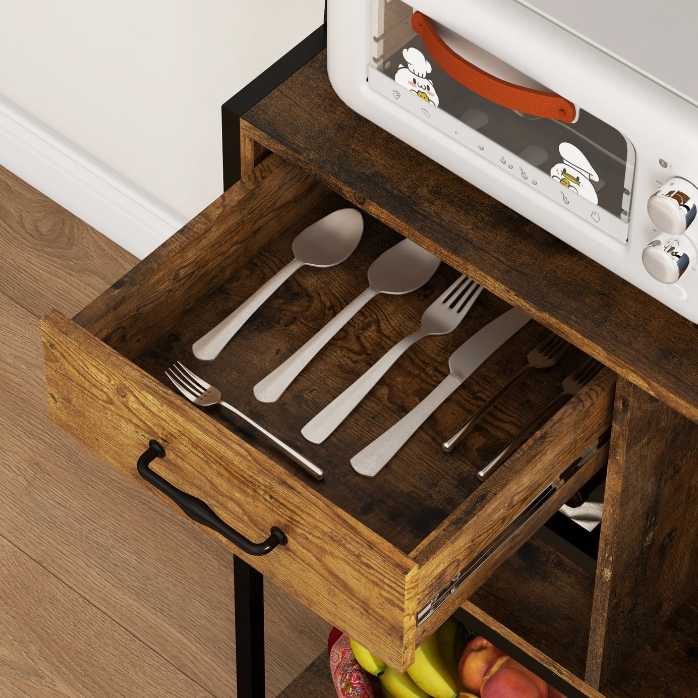 Homcom Bakers Rack With Led Rgb Lights, Built-In Outlets & Usb, Wine R
