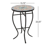 Christopher Knight Home® - Noble House - La Crescenta Outdoor Side Table with Tile Top, Yellow, Red, and Black