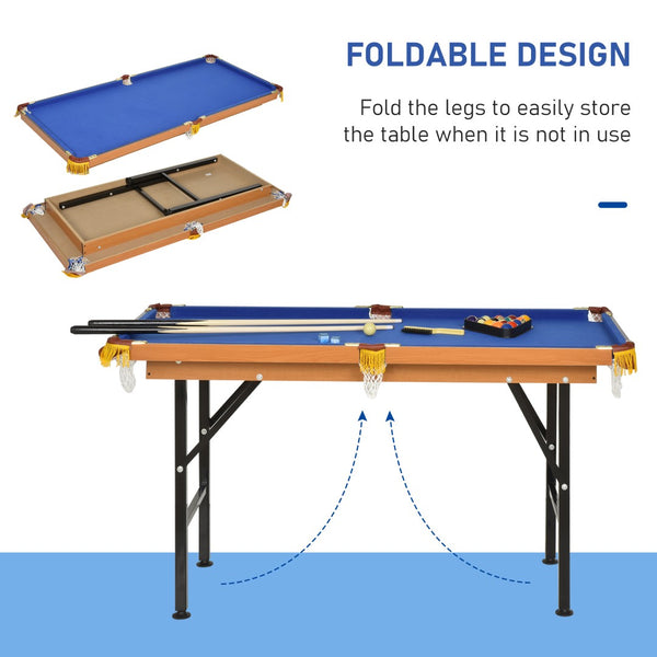 English Elm Soozier 55" Portable Folding Billiards Table - Family-Friendly Pool Game With Complete Accessory Set W2225P217203-GIGA