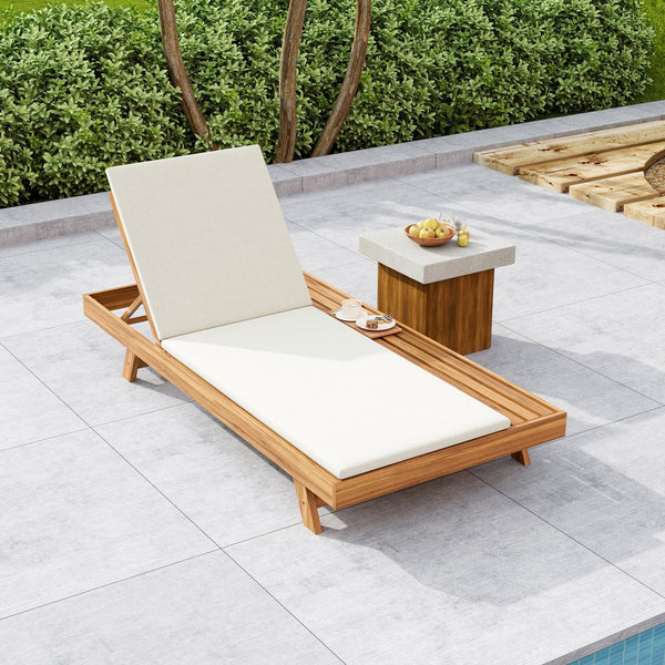 English Elm Christopher Knight Home® - Lounge Chaise Set - Stylish Acacia Wood, Water-Resistant Cushions, Adjustable Comfort For Outdoors! N770P253442T_N770P253018C