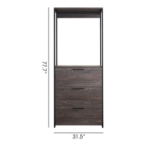 English Elm Monica Modular Closet System with Metal Frame Three Drawers Open Shelf Rustic Gray B040S00174
