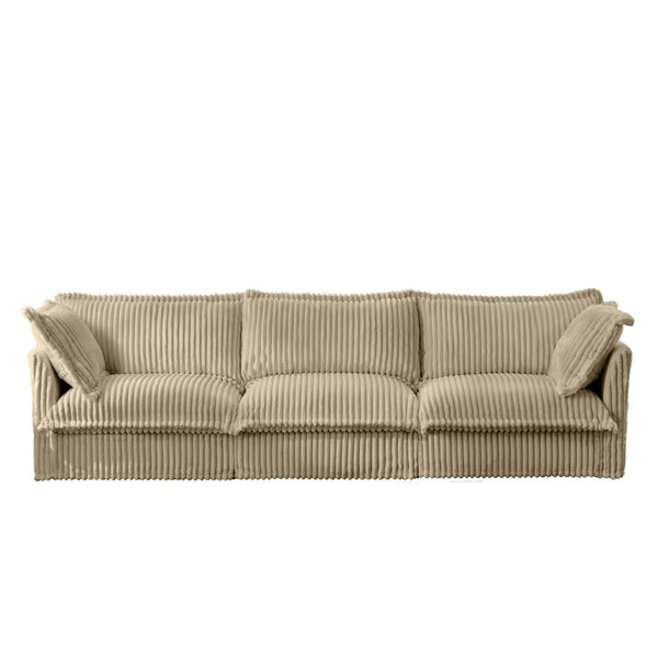 English Elm Slipcovered Modern 3-Seater Sofa With Soft Camel Corduroy, Washable Covers & Modular Design Options W3041S00066-GIGA