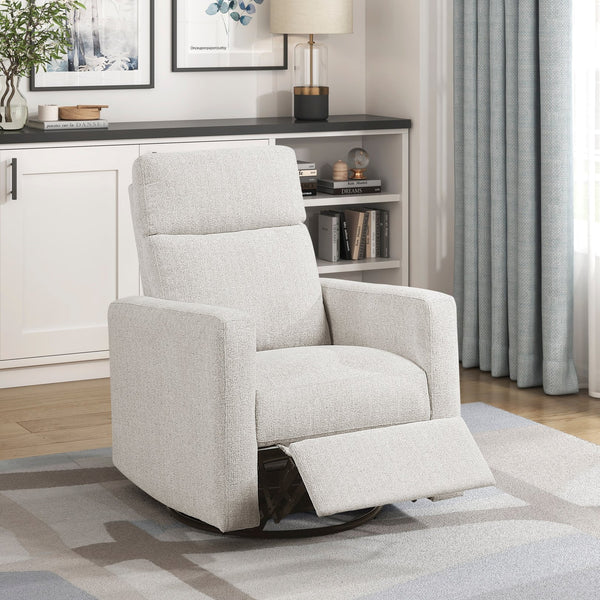 English Elm Contemporary Olathe Swivel Gliding Recliner Chair in Quartz Chenille with Smooth 360° Motion Comfort Off White 31 L x 30.5 W x 26 H B011P396183