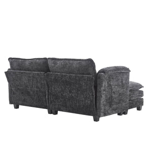 English Elm United Cozy Chenille Sofa For Two With Detachable Armrests, Foot Stools, And Handy Side Pockets W1568S00143-GIGA