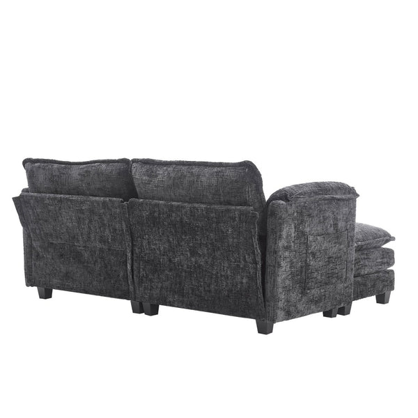 English Elm United Cozy Chenille Sofa For Two With Detachable Armrests, Foot Stools, And Handy Side Pockets W1568S00143-GIGA