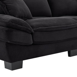 English Elm Corduroy Stylish Sleeper Sofa Loveseat with Dual-Layer Cushions & Two Support Pillows, Sturdy Frame Black W676P184130