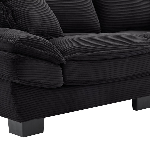 English Elm Corduroy Stylish Sleeper Sofa Loveseat with Dual-Layer Cushions & Two Support Pillows, Sturdy Frame Black W676P184130