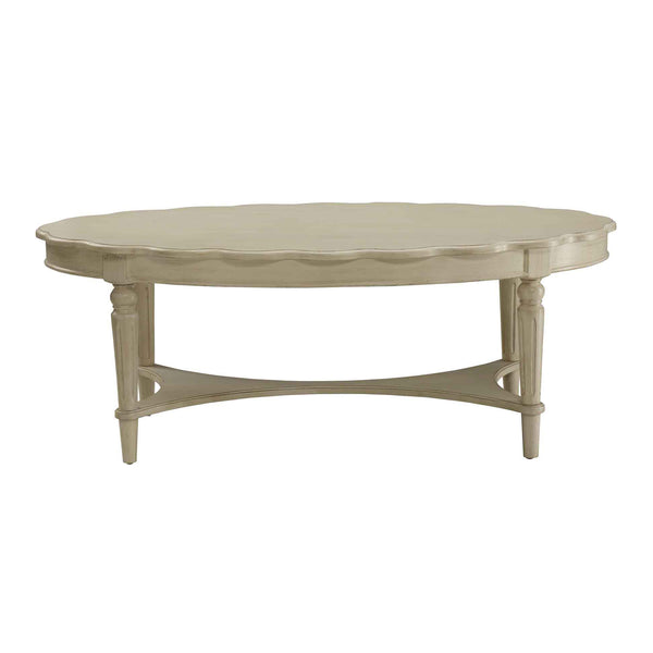 English Elm Antique White Coffee Table With Elegant Open Shelf For Stylish Living Room Décor & Organization B062P189203