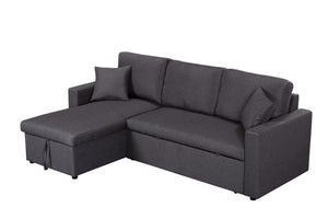 English Elm Sorrelle Linen Sleeper Sectional with Reversible Chaise and Hidden Storage Compartment Dark Gray B2749S00040