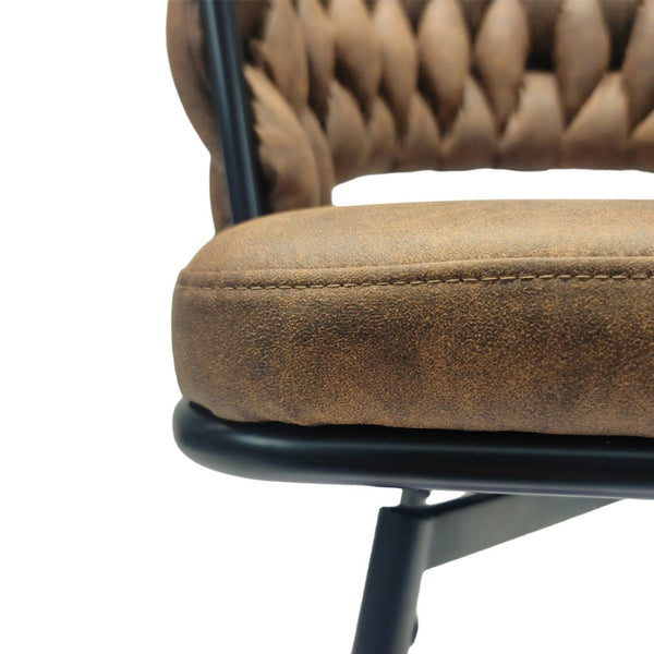 English Elm 28" Woven Leather Swivel Barstools with Arms Padded Back Industrial Kitchen Set of 2 W3732P418929
