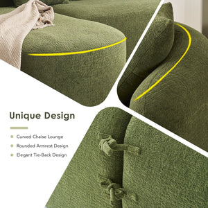 English Elm Compression Compression Sponge Sofa Curved Modular Sectional with 30D High-Density Chenille Sleeper for Cozy Apartment Living Room Comfort and Safe Rounded Design Antique Green,Green W2231S00031