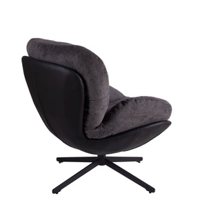 English Elm Christopher Knight Home® - 360° Swivel Office Chair Chenille and Faux Leather Accent with Metal Base, Ergonomic Plush Seating for Home and Office Black,Dark Gray N817P205024H