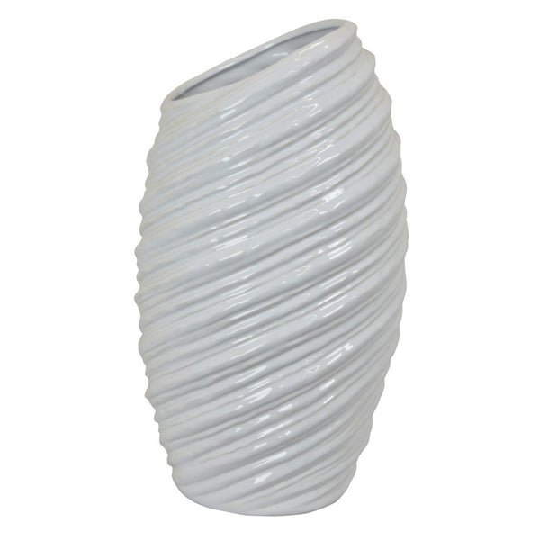 English Elm Avery Sculptural Ceramic Vase with Spiral Ribbed Texture for Modern Home Decor B056P416936