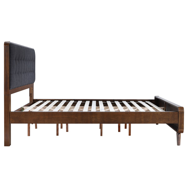English Elm Carson Dark Walnut California King Platform Bed - Mid-Century Modern Design With Upholstered Headboard B062S00694