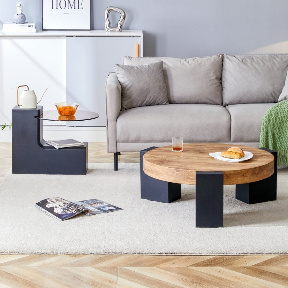 English Elm The Two Tier Detachable Mdf Coffee Table for Flexible Modern Living Room Style W1151P184838