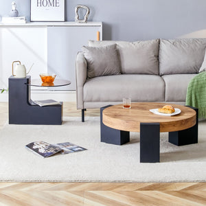 English Elm The Two Tier Detachable Mdf Coffee Table for Flexible Modern Living Room Style W1151P184838