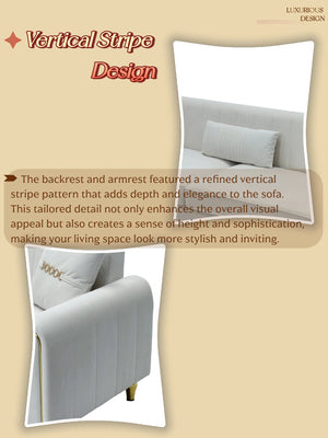 English Elm FX-P11-CW Modern 87.4" 3-Seater Sofa Upholstered Plush Fabric, Pocket Springs, Foam, Metal Legs W576P360570