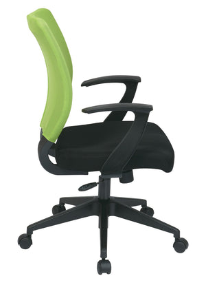 OSP Home Furnishings Screen Back Ergonomic Task Chair with Mesh Seat Lumbar Support and T Arms for Office Green EM51022N-6