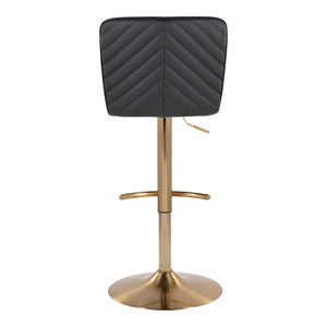 English Elm Henry Adjustable Barstool Set Of 2 - Modern Gold Metal & Black Faux Leather With Swivel Comfort B202S00939