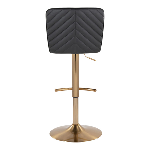 English Elm Henry Adjustable Barstool Set Of 2 - Modern Gold Metal & Black Faux Leather With Swivel Comfort B202S00939