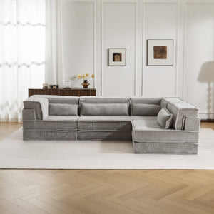 English Elm Compression Boneless Modular Sofa Bed - Versatile, Plush 4-Seater With Pillows, No Assembly Needed! W3723S00032