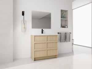 English Elm 36" Freestanding Bathroom Vanity Plywood Base Resin Sink Soft Close Storage W999S00509