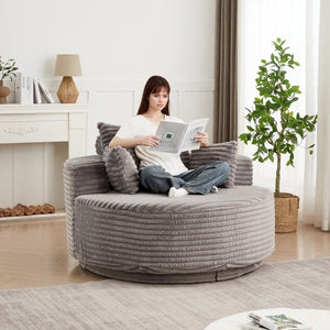English Elm 55''l 55'l Chenille Swivel Lounge Chair Plush Foam Fill 360 Rotation Modern Living Room W834S00610
