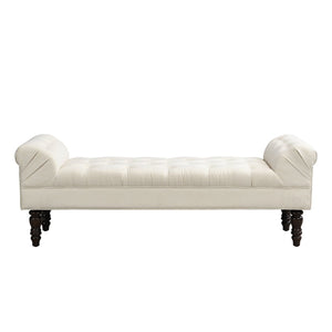 English Elm Button-tufted Upholstered Bench with Oak Legs Diamond Stitching for Bedroom or Entryway Beige N761P304406W