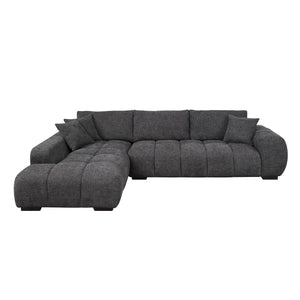 English Elm Chosen Chenille Sectional Sofa with Toss Pillows and Dual Chaises, Pocket Coil Seats, Durable Frame Gray 43 L x 81.88 W x 16.5 H B2726S00038