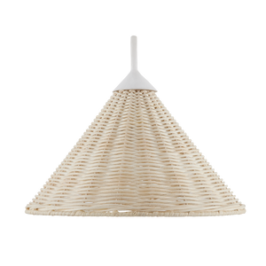 Basket White Swing-Arm Wall Sconce: Chic Coastal Design with Natural Woven Shade & Iron Frame