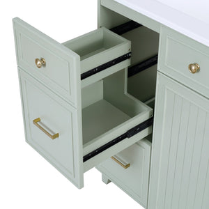 English Elm 36" Modern Bathroom Vanity with Ceramic Sink, Soft-Close Doors, Double-Layer Drawer & Storage Elegance Green N729P289163F