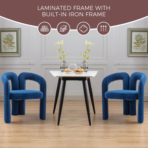 English Elm Contemporary Velvet Upholstered Dining Accent Chair with Curved Back, Steel Frame, Plush Foam Comfort Navy W395103722