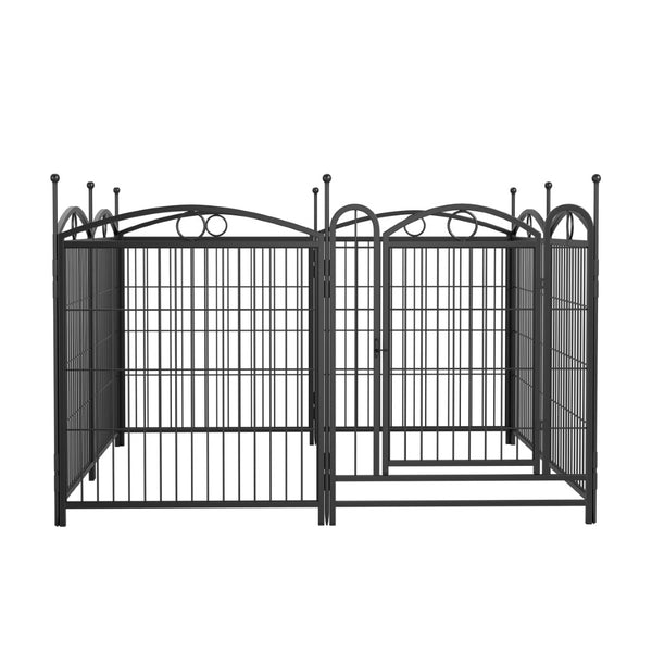 English Elm Dog Playpen 8 Panel Heavy Duty Iron Pet Fence Foldable Indoor Outdoor Exercise Pen Black W368P234000