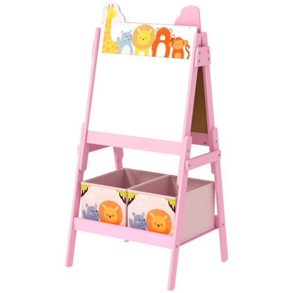English Elm Kids Double Sided Art Easel Chalkboard Whiteboard with Storage Boxes for Young Artists T3971P440668