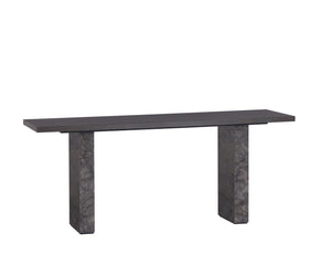 Sunpan Rebel Console Table - Modern Minimalist Design with Grey Marble Base and Charcoal Oak Wood Finish