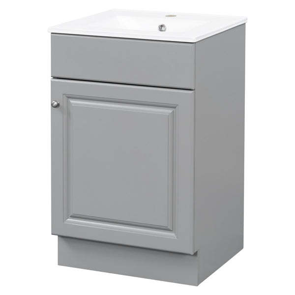 English Elm [video] 20 Inch Freestanding Bathroom Vanity with Ceramic Sink Soft Close Cabinet Gray N759P237946E