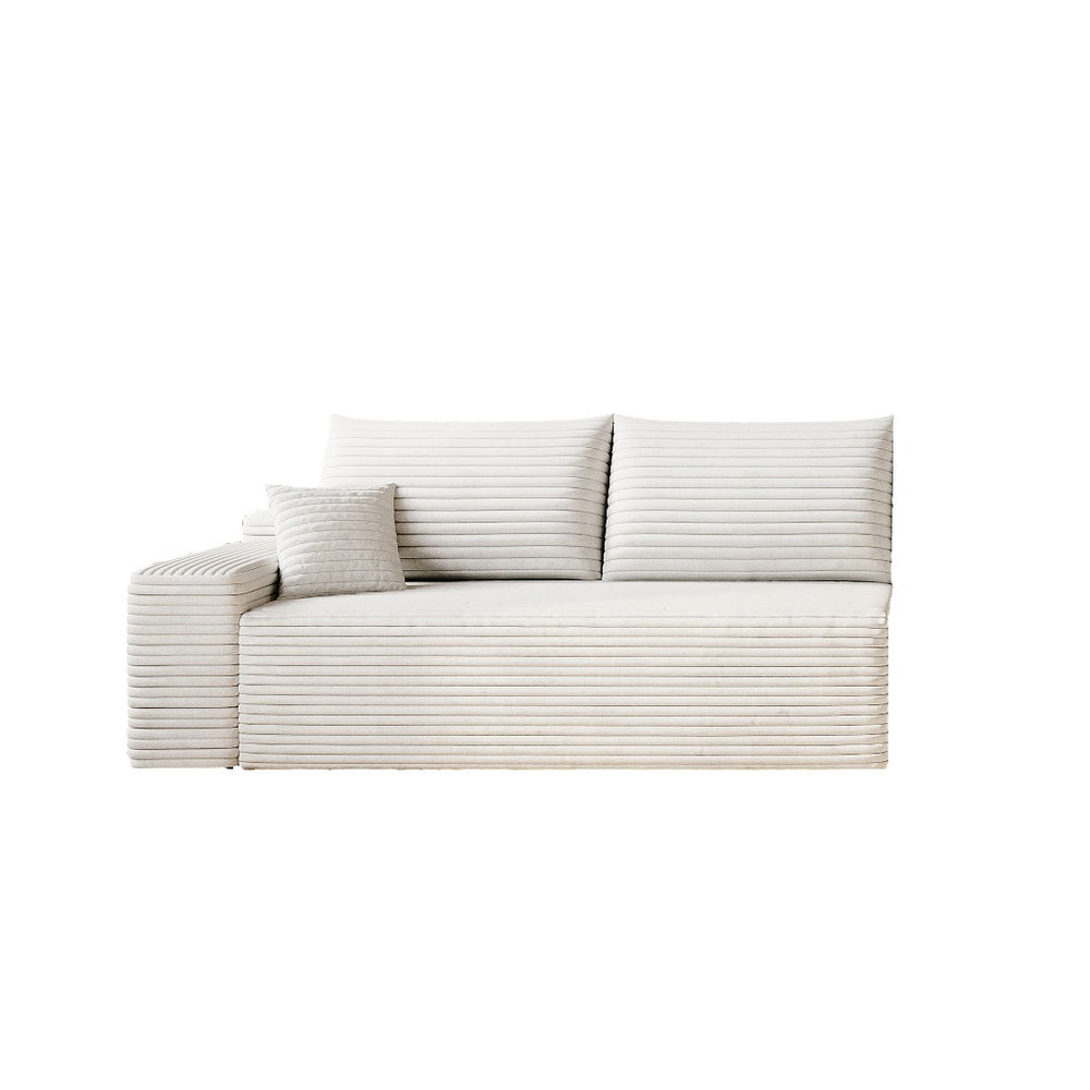 English Elm Y119-3r-white Plush Corduroy Modular Sectional with Reversible Chaise for Living Rooms W2824P338976