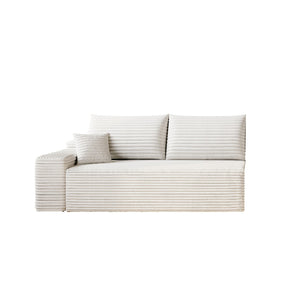 English Elm Y119-3r-white Plush Corduroy Modular Sectional with Reversible Chaise for Living Rooms W2824P338976