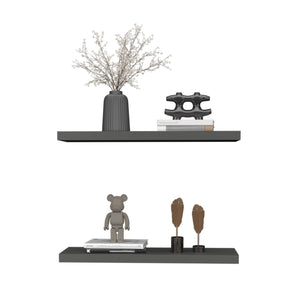 English Elm Floating Shelves - Modern Matt Gray Wall-Mounted Storage For Home Décor & Organization, 2 Shelves B097P250918
