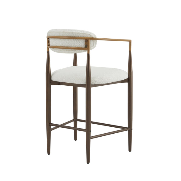 English Elm Christopher Knight Home® - Counter Stool Set Of 2 - Chic Beige Upholstered Design With Gold Iron Frames For Modern Spaces N771P249370J