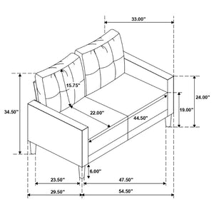 English Elm Harvey Grid Tufted Track Arm Loveseat in Neutral Performance Fabric for Compact Spaces B062P440341