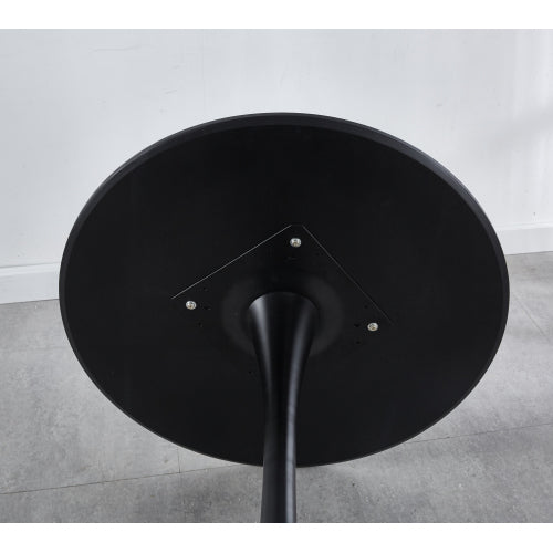 English Elm 24 Inch Black Square Tulip Table for 2-4, Mid-Century Modern Small Dining Table with Sturdy Pedestal Base for Kitchen, Apartment, Cafe W3766P370576