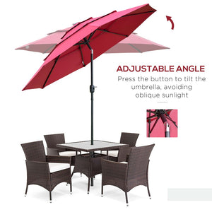 English Elm Outsunny 9Ft Stylish Outdoor Market Umbrella With Crank & Tilt, Elegant Wine Red, Perfect For Patios W2225P200446-GIGA
