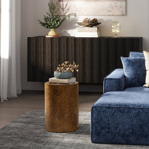 English Elm Jennifer Taylor Home - Nebula 22" Accent Pillar Side Table In Medium Brown Walnut Burl - Modern, Versatile & Stylish Decor B2719P292912