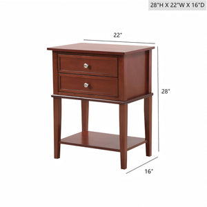 English Elm Sleek Cherry Nightstand with Open Shelf Storage, 28"H x 22"W x 16"D, Rich Finish, Sturdy Modern Design B078107917