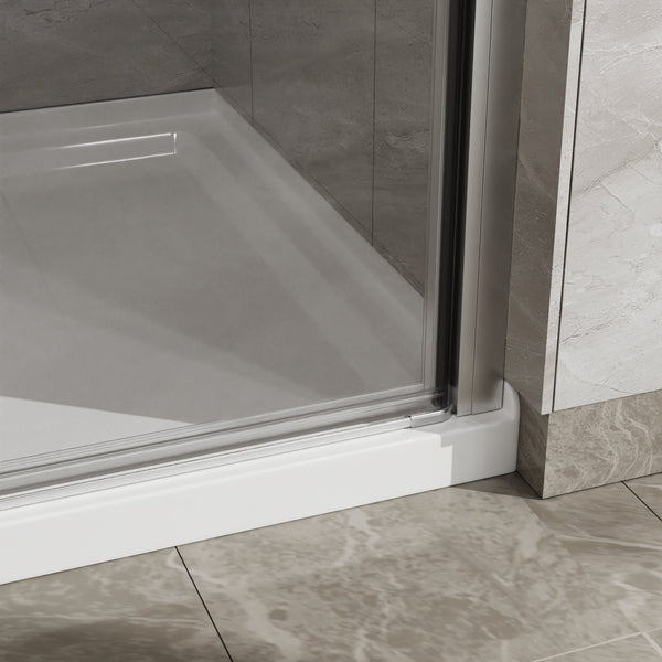 English Elm Goodyo 34"X72" Semi-Frameless Pivot Shower Door & Acrylic Base Combo For Modern Bathrooms Upgrade W1223S00016
