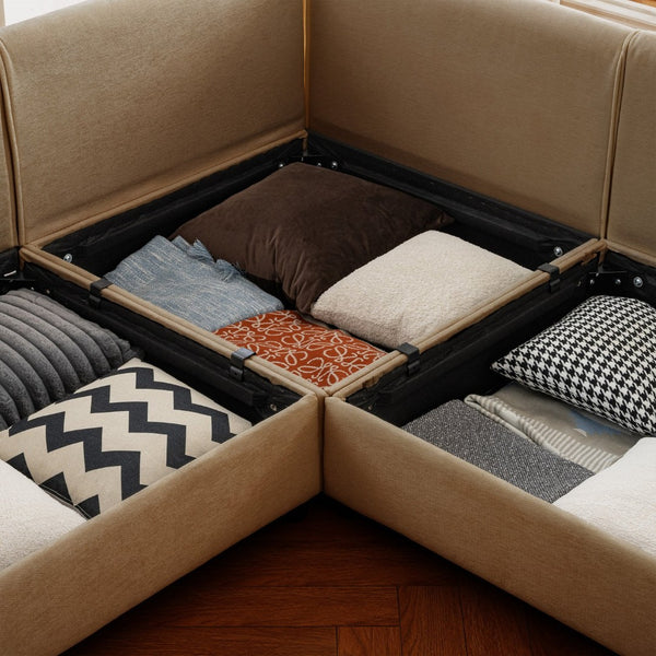 English Elm Stylish Camel Chenille 2-Seater Sofa With Hidden Storage, Ergonomic Design, And Modern Charm W714S01224-GIGA