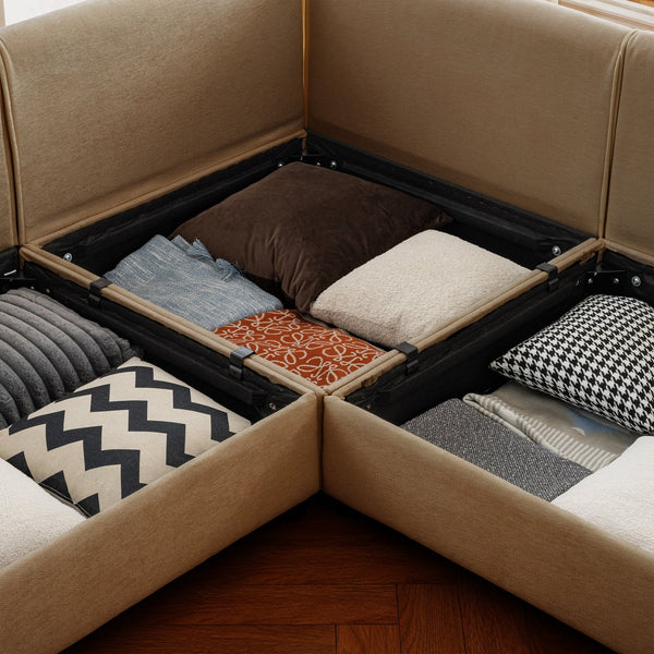 English Elm Modular Sectional Sofa - Plush Chenille With Hidden Storage, Ergonomic Design & Flexible Layout Options W714S01230