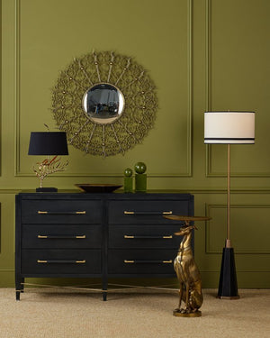 Currey & Company Gieves Floor Lamp - Elegant Bronze & Antique Brass Design With Striped Shade For Timeless Charm Gold Stone ,Cast Aluminum ,Brass 8000-0174-currey-company