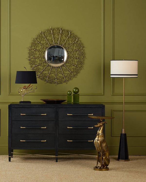 Currey & Company Gieves Floor Lamp - Elegant Bronze & Antique Brass Design With Striped Shade For Timeless Charm Gold Stone ,Cast Aluminum ,Brass 8000-0174-currey-company